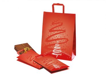 Paper bag Christmas 22+10x30 red pattern