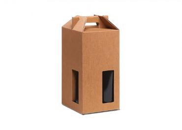 4 bottles box rippled havana cardboard ref.32-10 18x18x40
