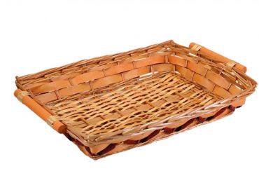 Rectangular honey and red Wicker basket cm50/54x37h10