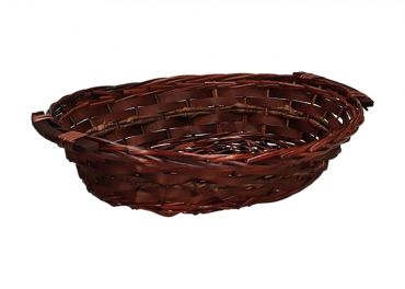 Oval walnut wicker basket 49x38h12