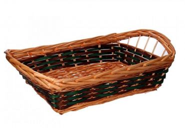 Rectangular wicker basket green cm 50x34h16