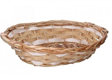 Oval natural wicker basket white cm 50x40h13
