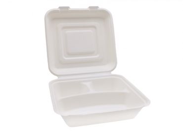 Hinged 3-compartment container+lid bio-eco 238x234 h55/76