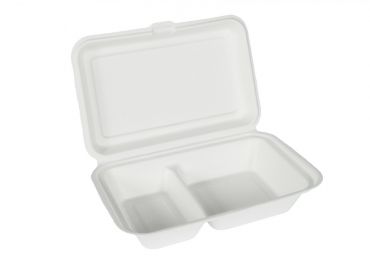 Hinged 2-compartment container+lid bio-eco 240x160h50 