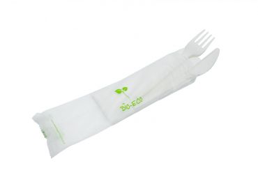 Bis+napkin (Fork/knife/napkin) C-PLA Bio-Eco 