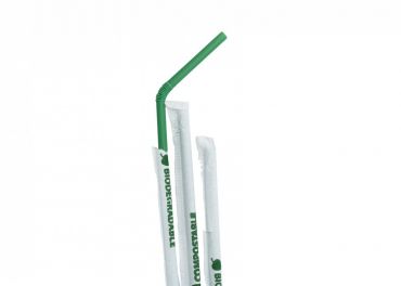 Flexible single wrapped compostable straws dm5xh240 mm