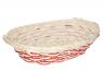 Oval White Wicker basket red strips 50x38h12