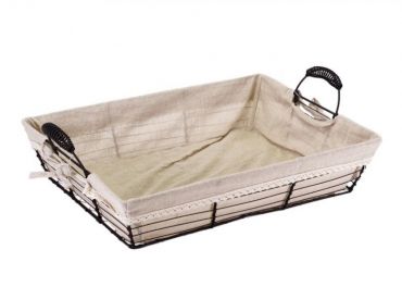 Cesta metallo nero+pizzo rettangolare cm40x30h9