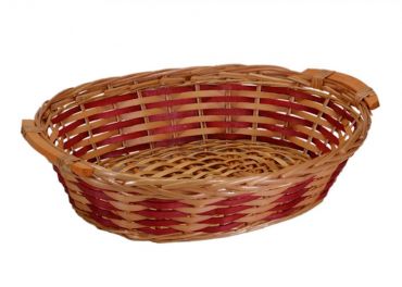 Cesta vimini naturale rosso ovale cm45x35h12