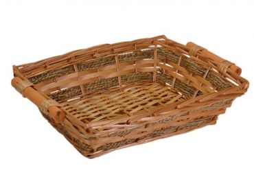 Cesta vimini naturale corda rettangolare cm40/44x30h11