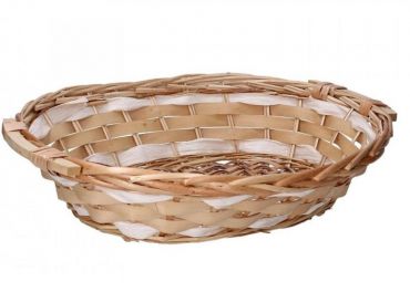 Cesta vimini naturale bianco ovale cm 50x40h13
