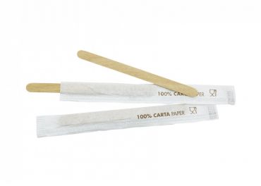 Wooden coffee stirrer 11 cm single wrapped